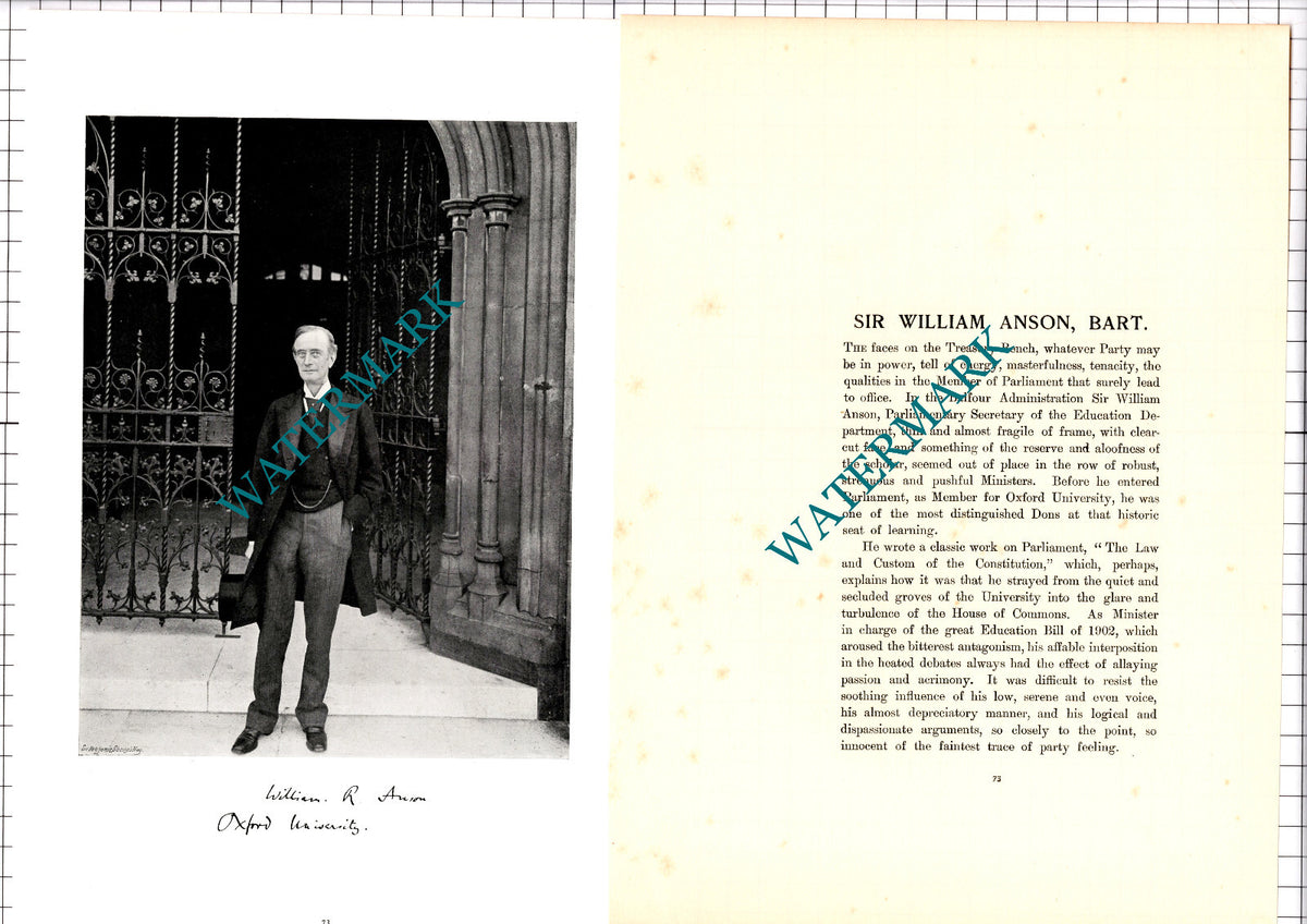 Sir William Anson Oxford University - c.1904 Article / Print