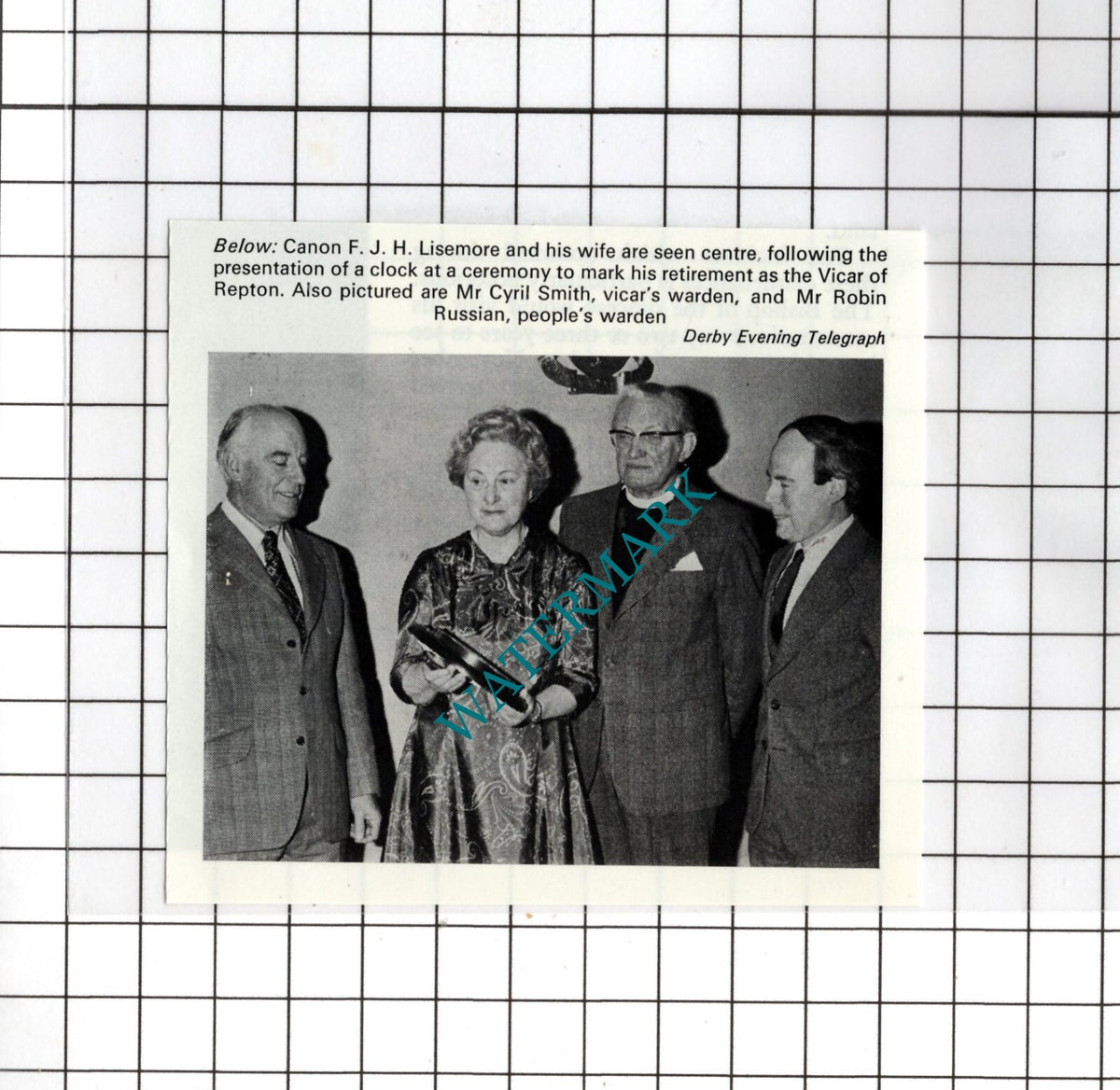 Canon FJH Lisemore Vicar Of Repton Derbyshire Robin Russian 1978 Small Clipping