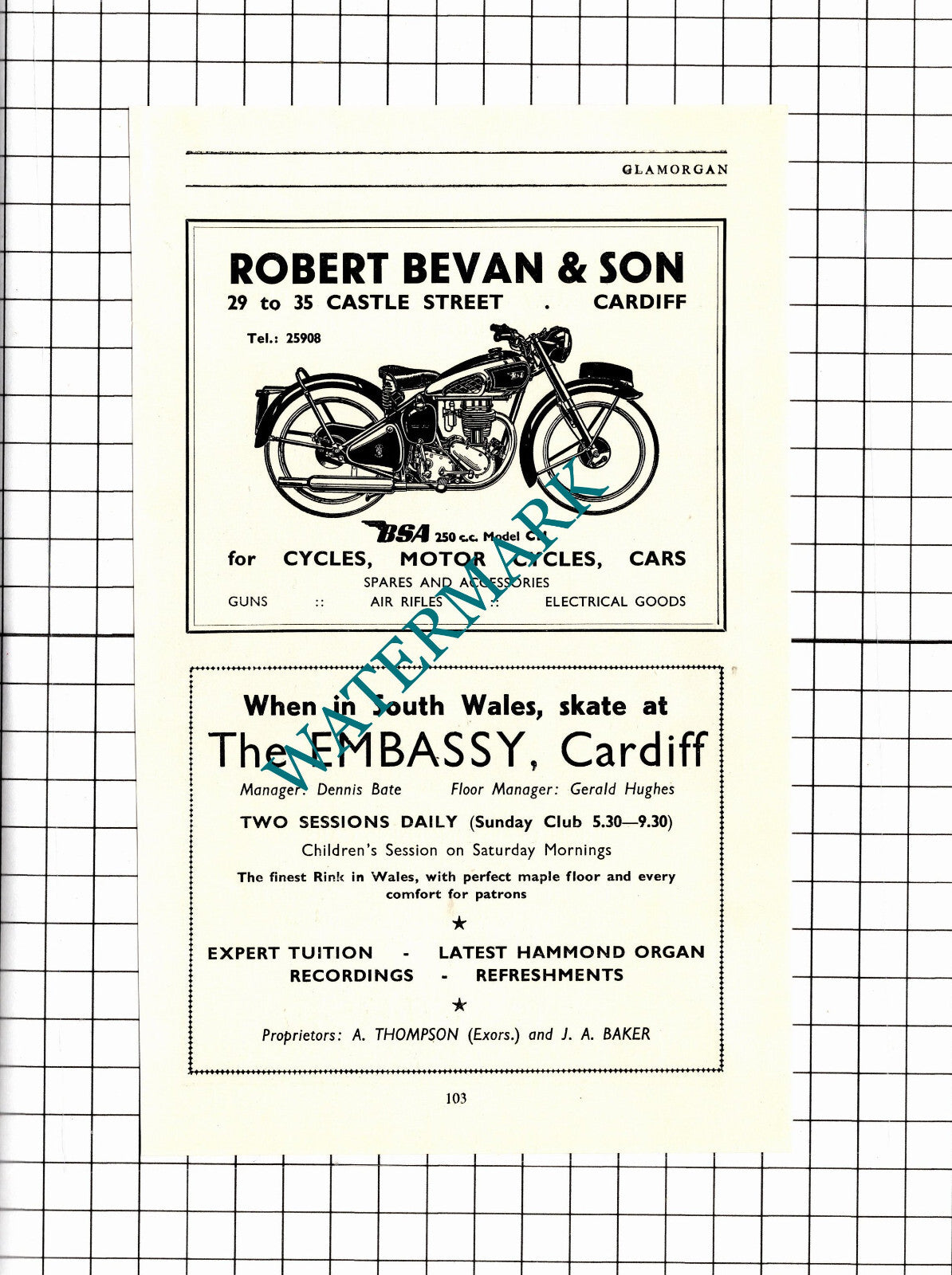 E R Forse Kingsway Garage Cardiff / Robert Bevan & Son Advert - 1953 Clipping