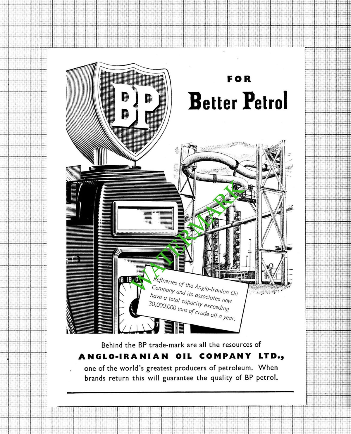 BP Petrol Anglo-Iranian Oil Company Ltd Small Advert - 1950 Cutting