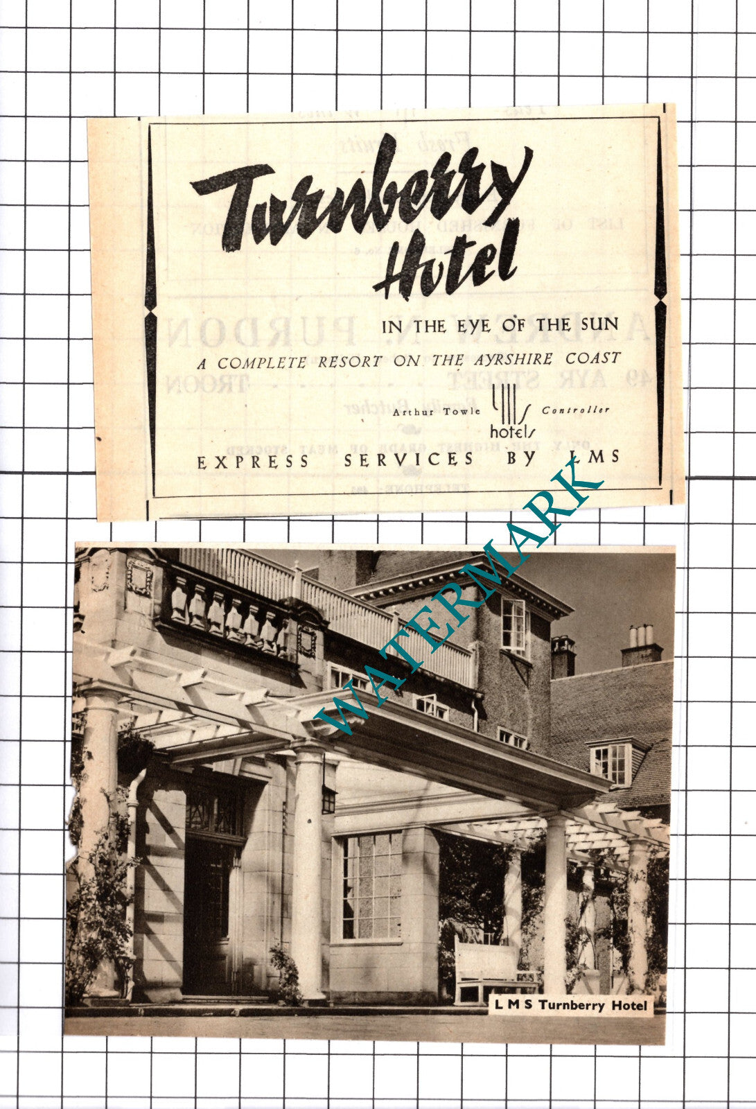 LMS Turnberry Hotel Ayrshire Advert - 1939 Two-Part Cutting