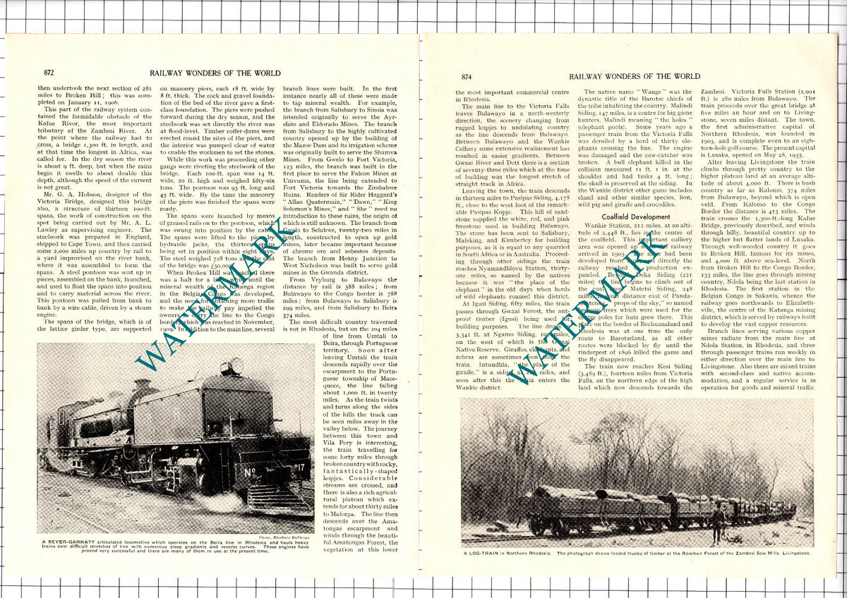 Rhodesia Railways - 1930s Article / Print