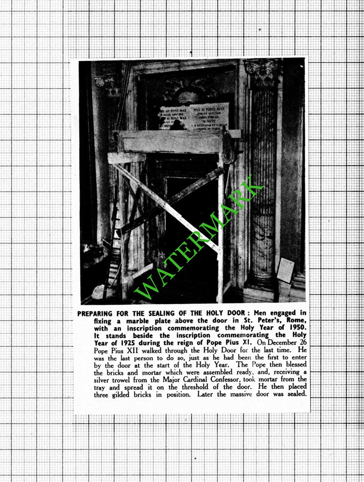 St Peter's Rome Holy Door - 1951 Small Cutting