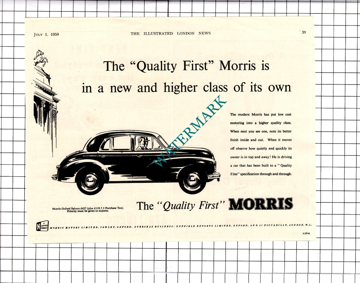 Morris Car Advert - 1950 Clipping / Print
