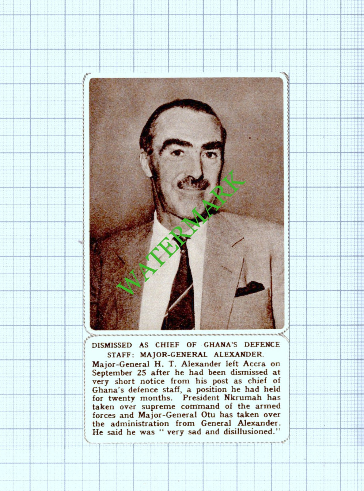 Major General H T Alexander - 1961 Cutting