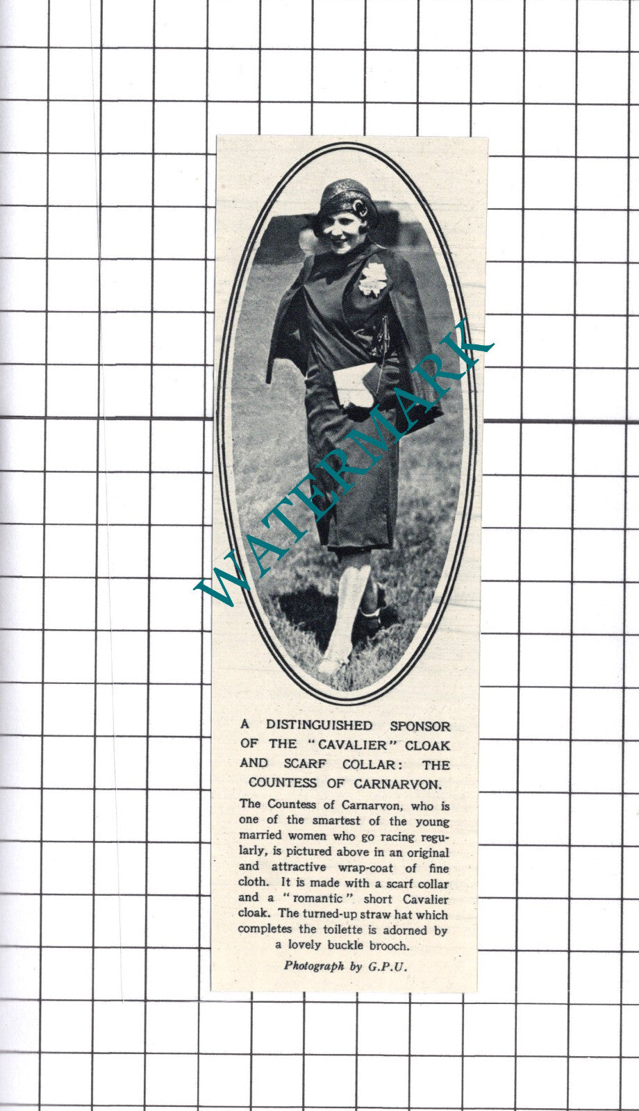 The Countess of Carnarvon - 1929 Small Clipping