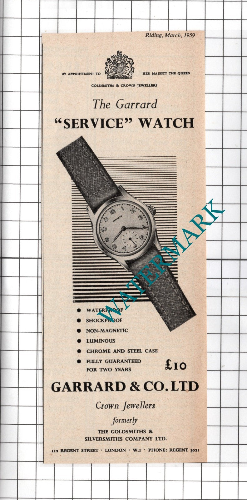 Garrard & Co Ltd Crown Jewellers London - 1959 Advert
