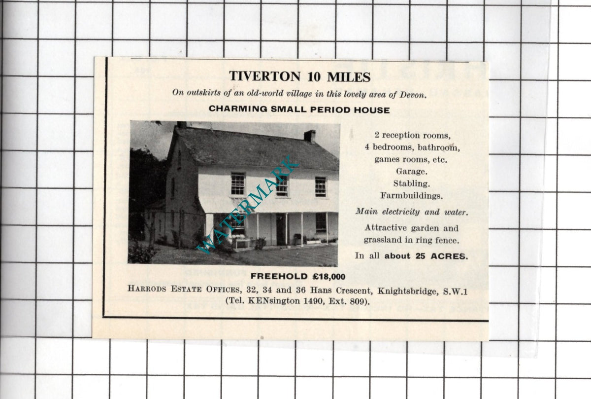 Tiverton Devon - 1967 SMALL House Sale Advert