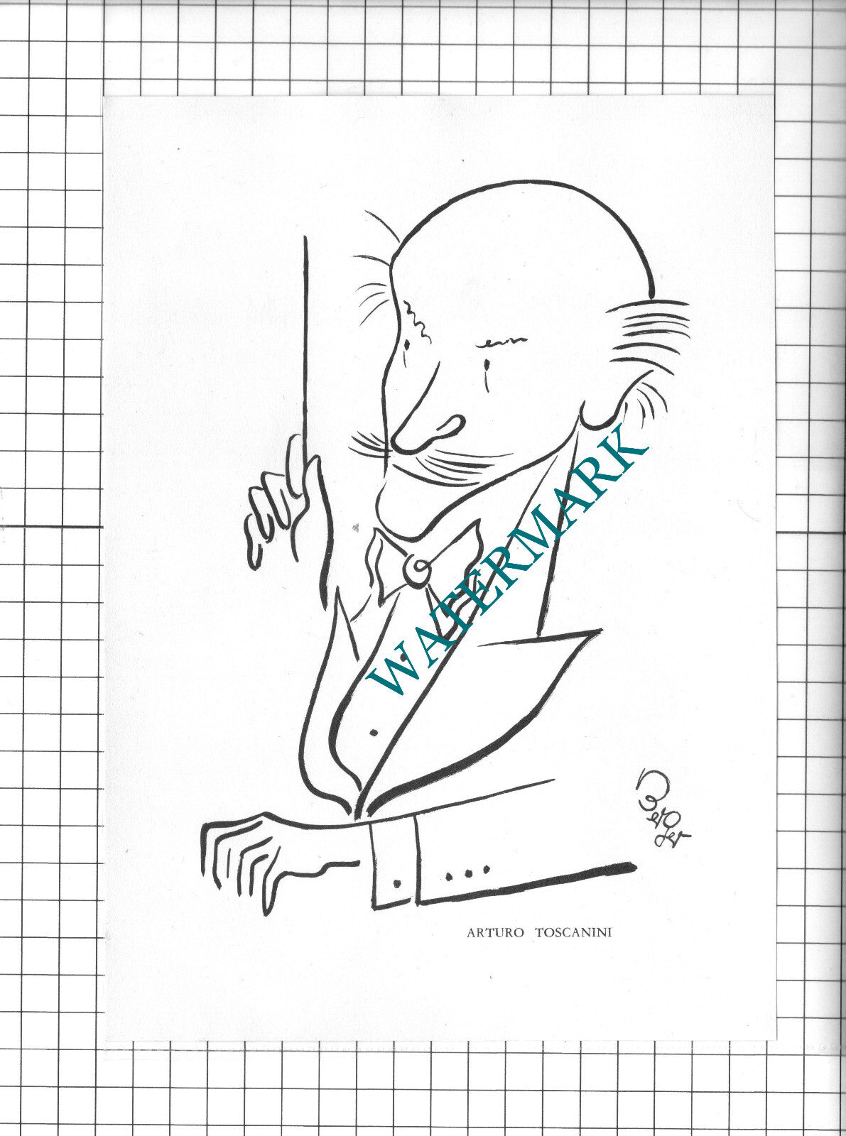 Sir Thomas Beecham / Arturo Toscanini Caricature - 1950 Clipping / Print