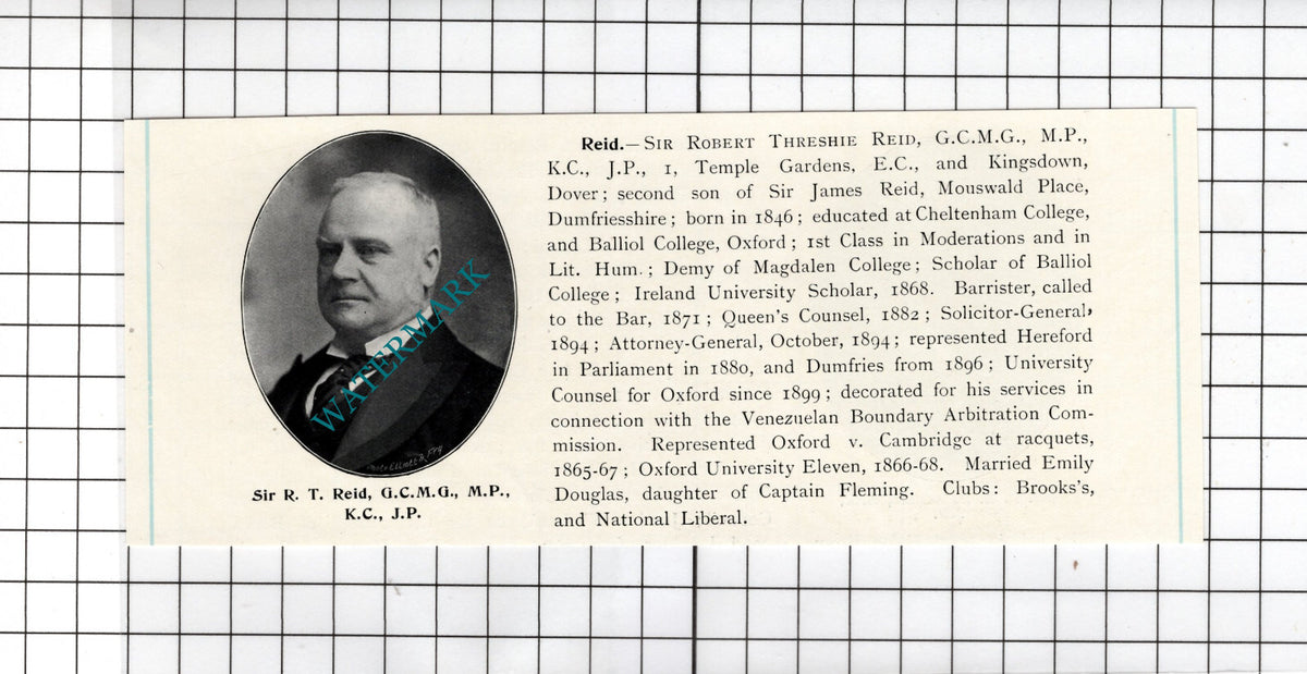 Sir Robert Threshie Reid Kingsdown Dover - 1905 Clipping