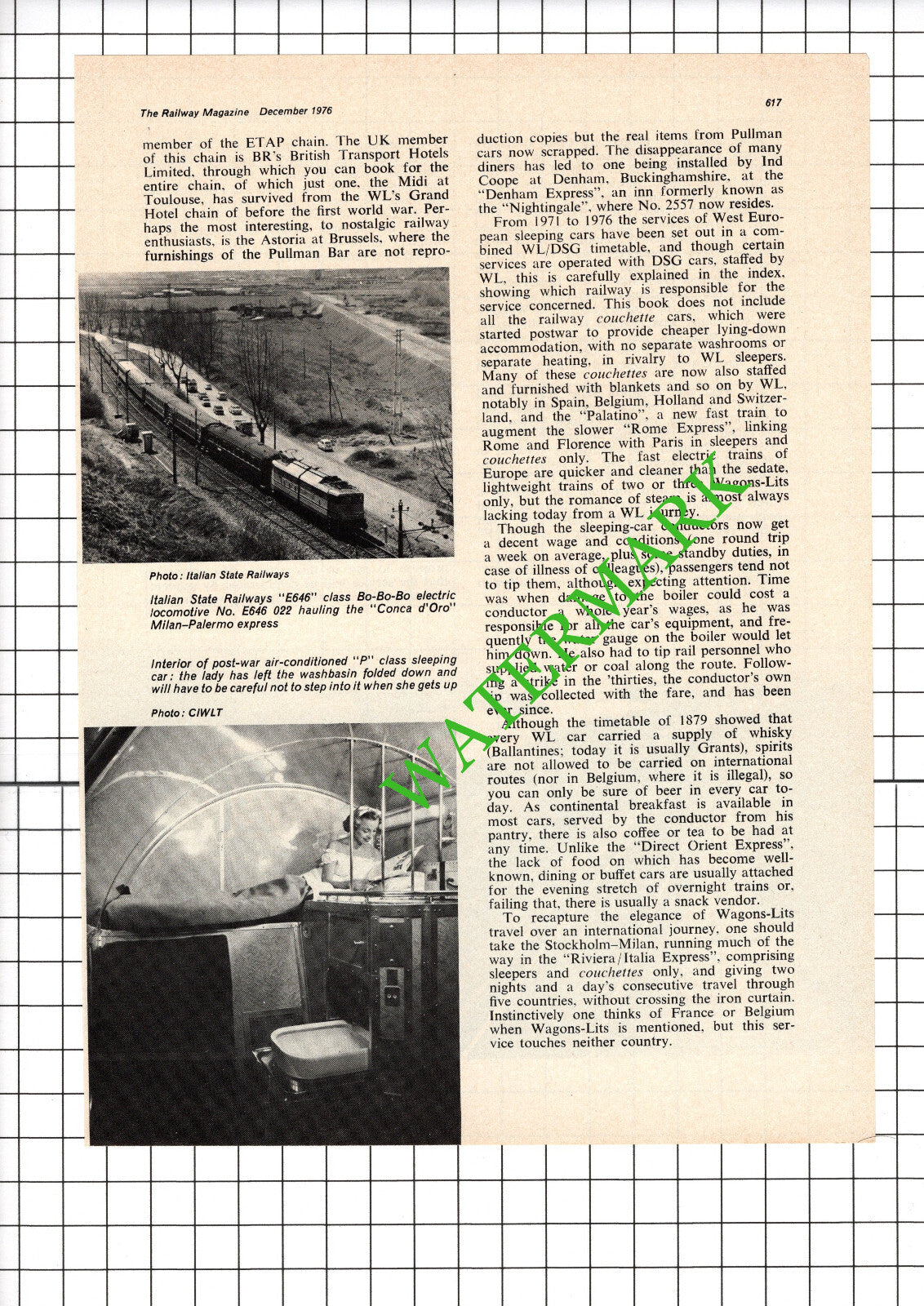 Wagons-Lits - 1976 2-Part Article