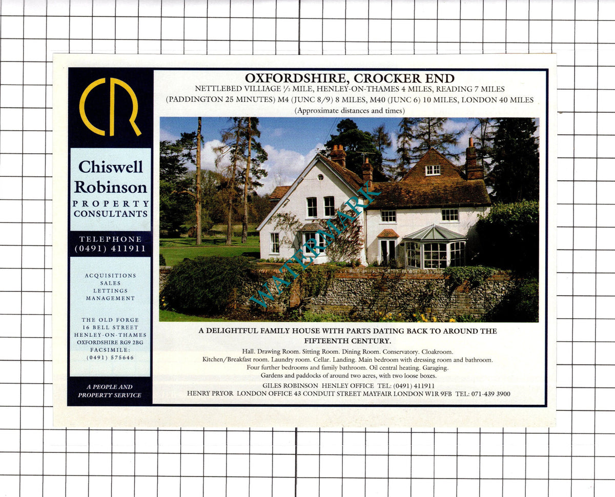 Crocker End Oxfordshire Nettlebed House Sale Advert - 1994 Clipping / Print