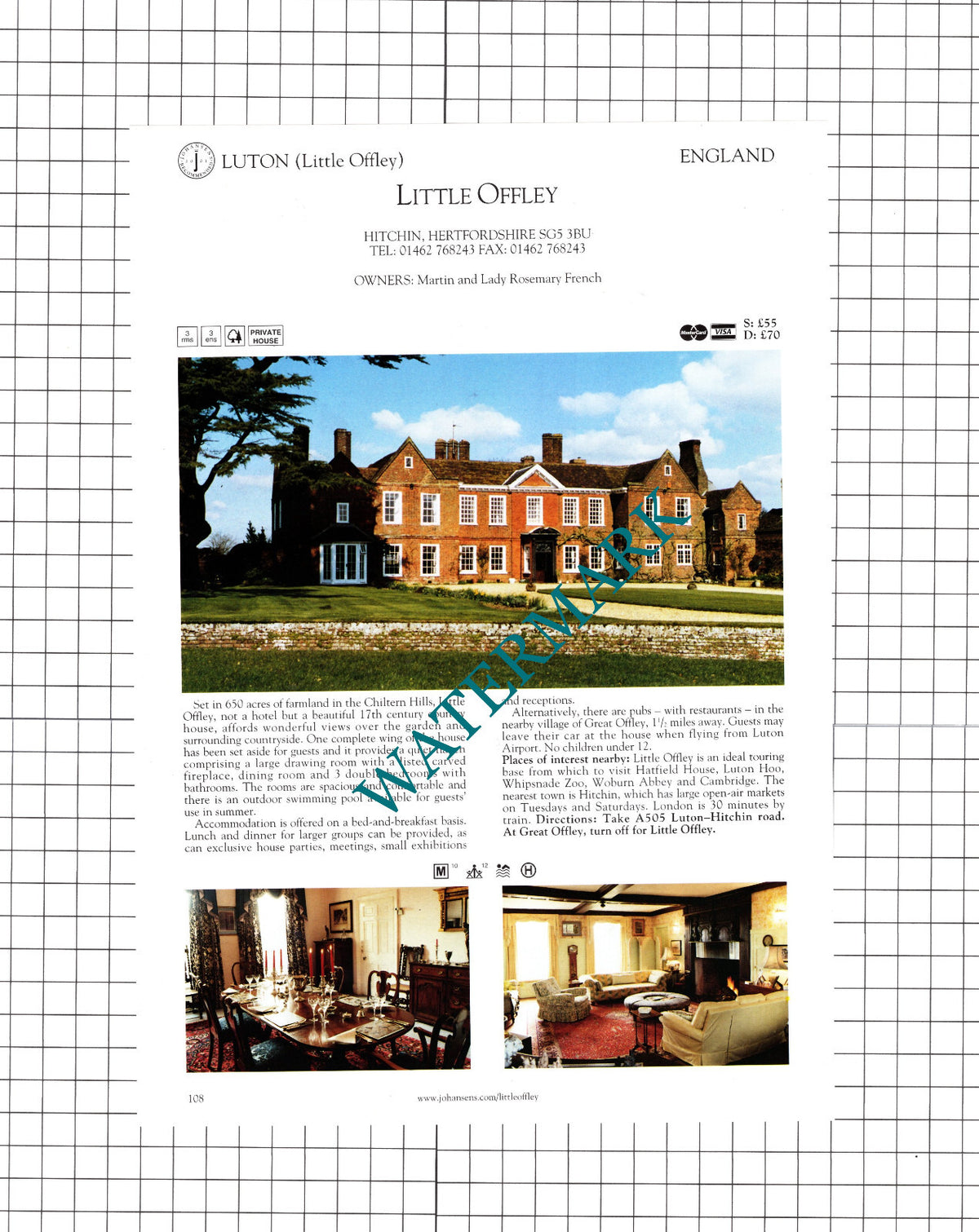 Overton Grange Hotel Ludlow Shropshire / Little Offley Luton -2001 Cutting