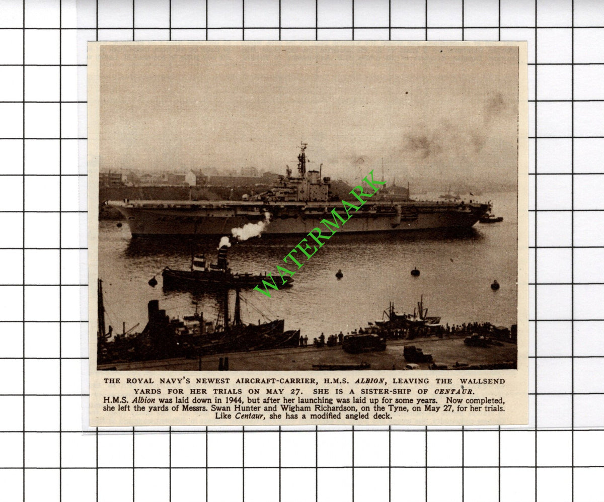 Aircraft Carrier Ship HMS ALBION Wallsend Trials - 1954 Small Cutting