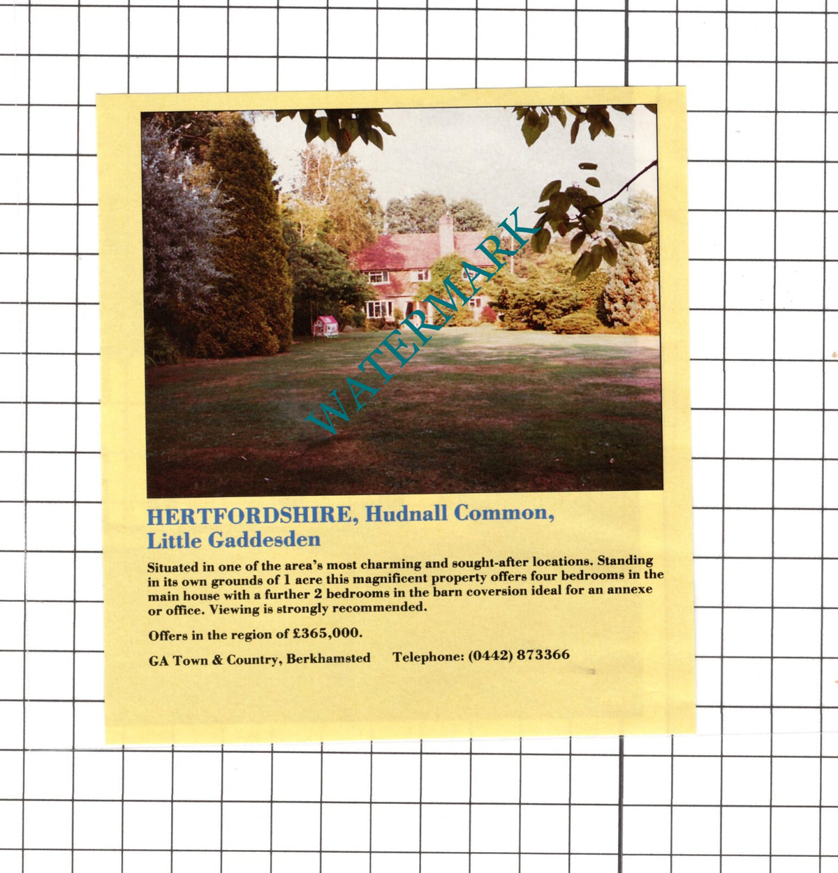 Little Gaddesden Hudnall Common Hertfordshire House Advert - 1991 Clipping