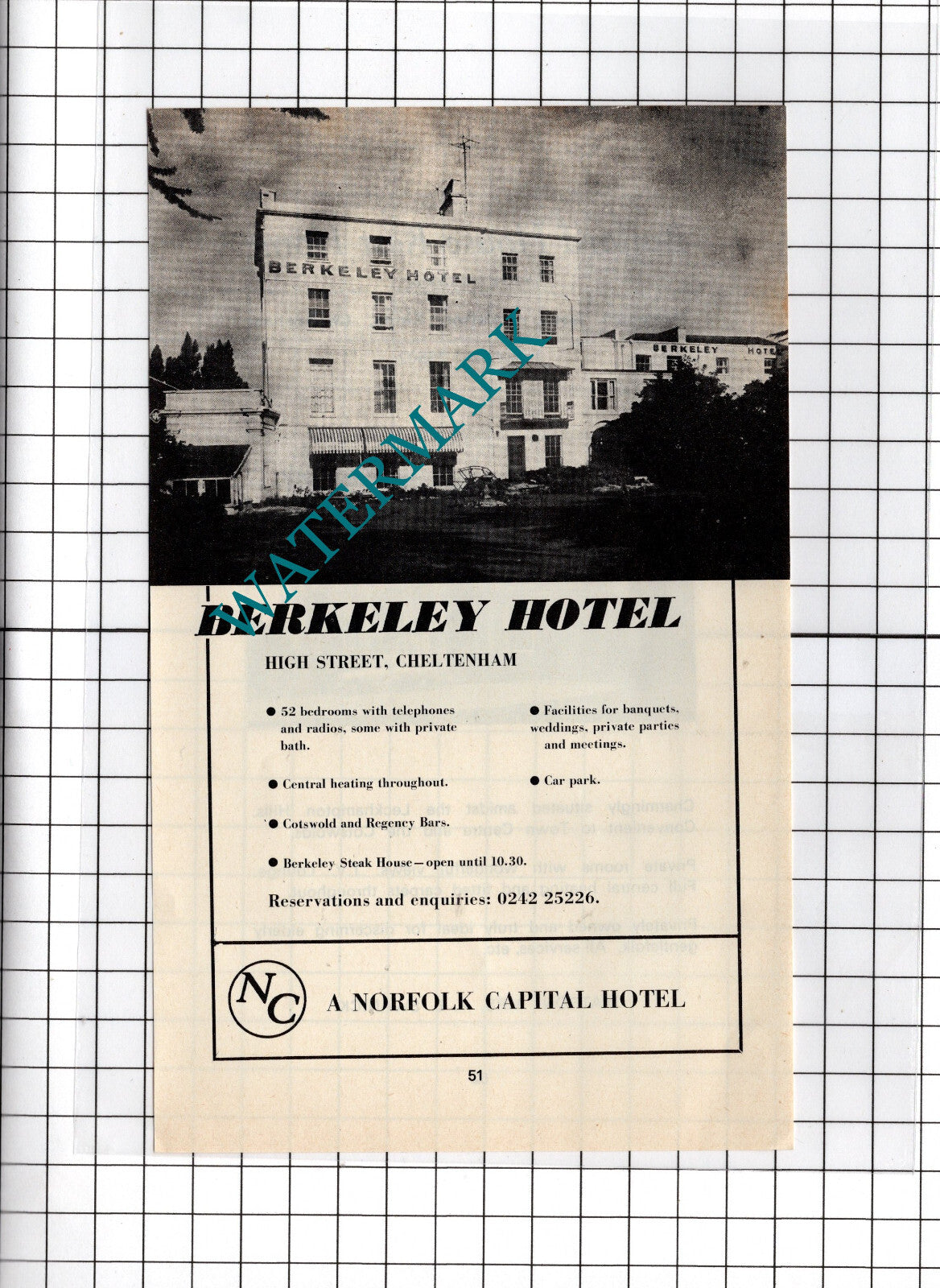Bafford House Rest Home Cheltenham Swanick / Berkeley Hotel - 1970's Advert