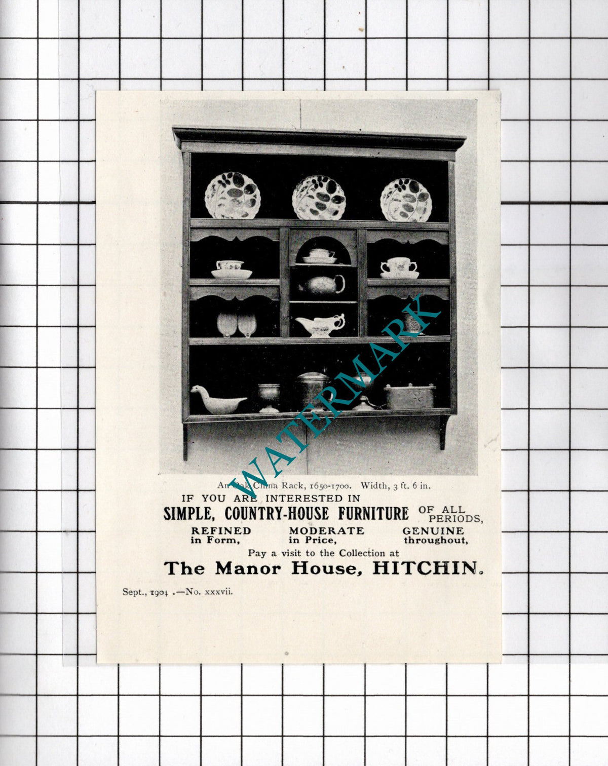 The Manor House Hitchin Hertfordshire - 1904 Small Advert