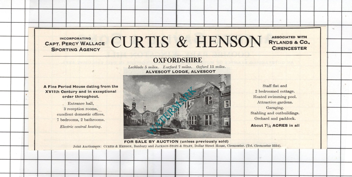 Alvescot Lodge Alvescot Oxfordshire - 1967 House Sale Advert