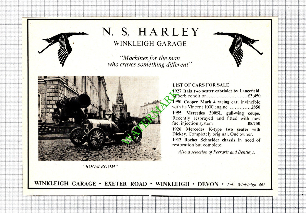 N S Harley WInkleigh Garage Devon Advert - 1974 Cutting