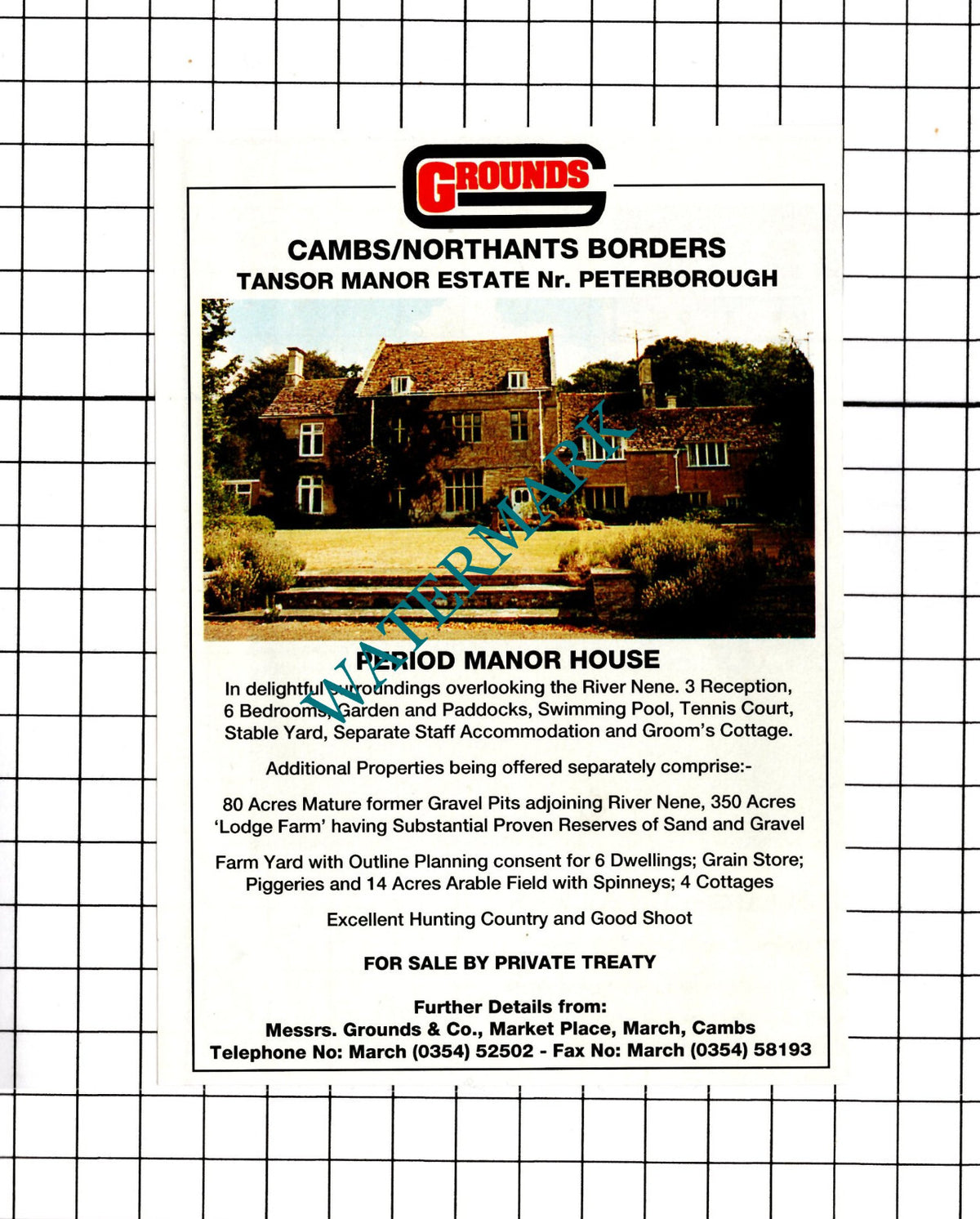 Tansor Manor Estate Peterborough House Sale Advert - 1991 Clipping / Print