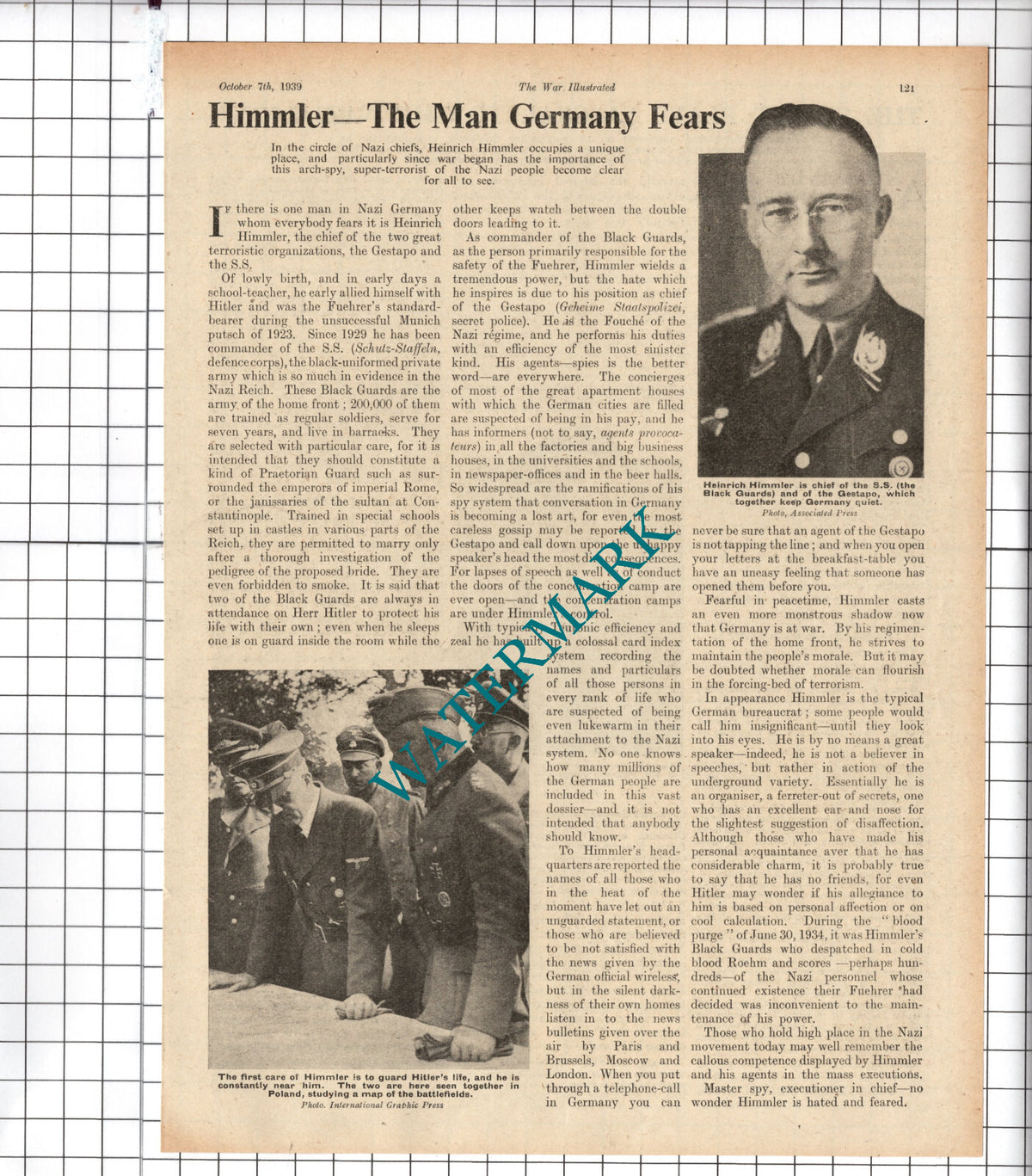Heinrich Himmler Germany World War Two WW2 - 1939 Article