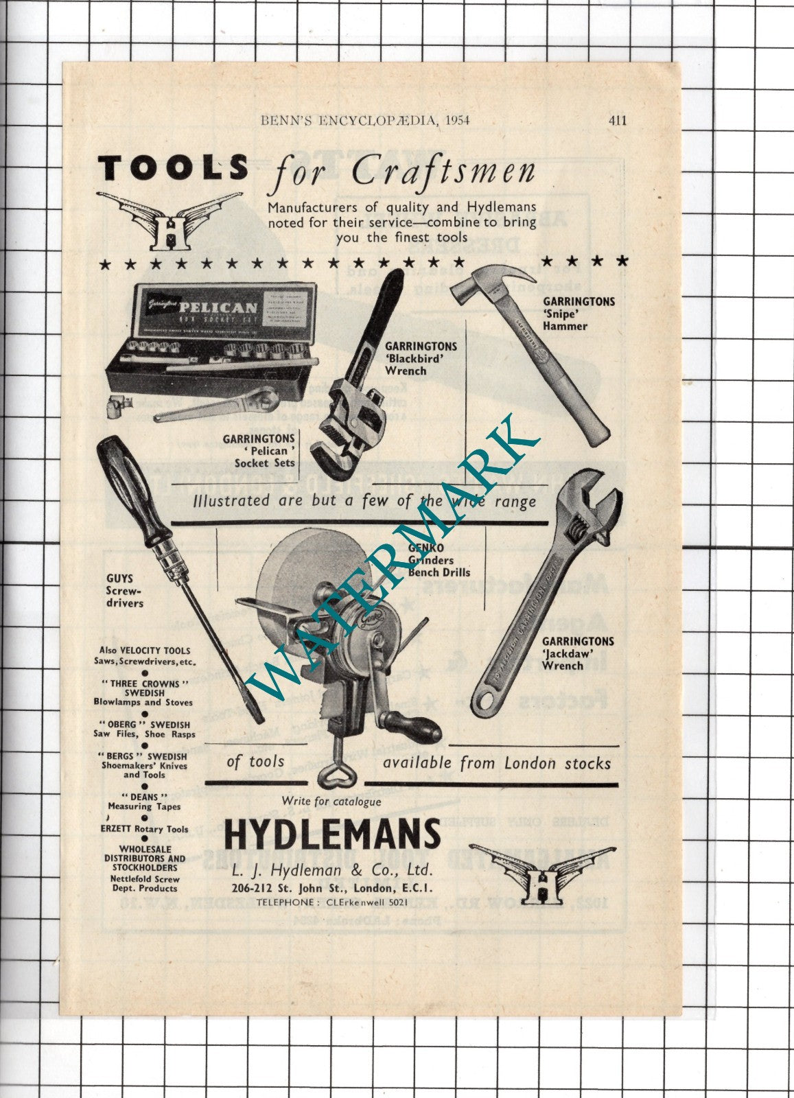 L J Hydleman & Co Ltd London Hydlemans - 1954 Advert
