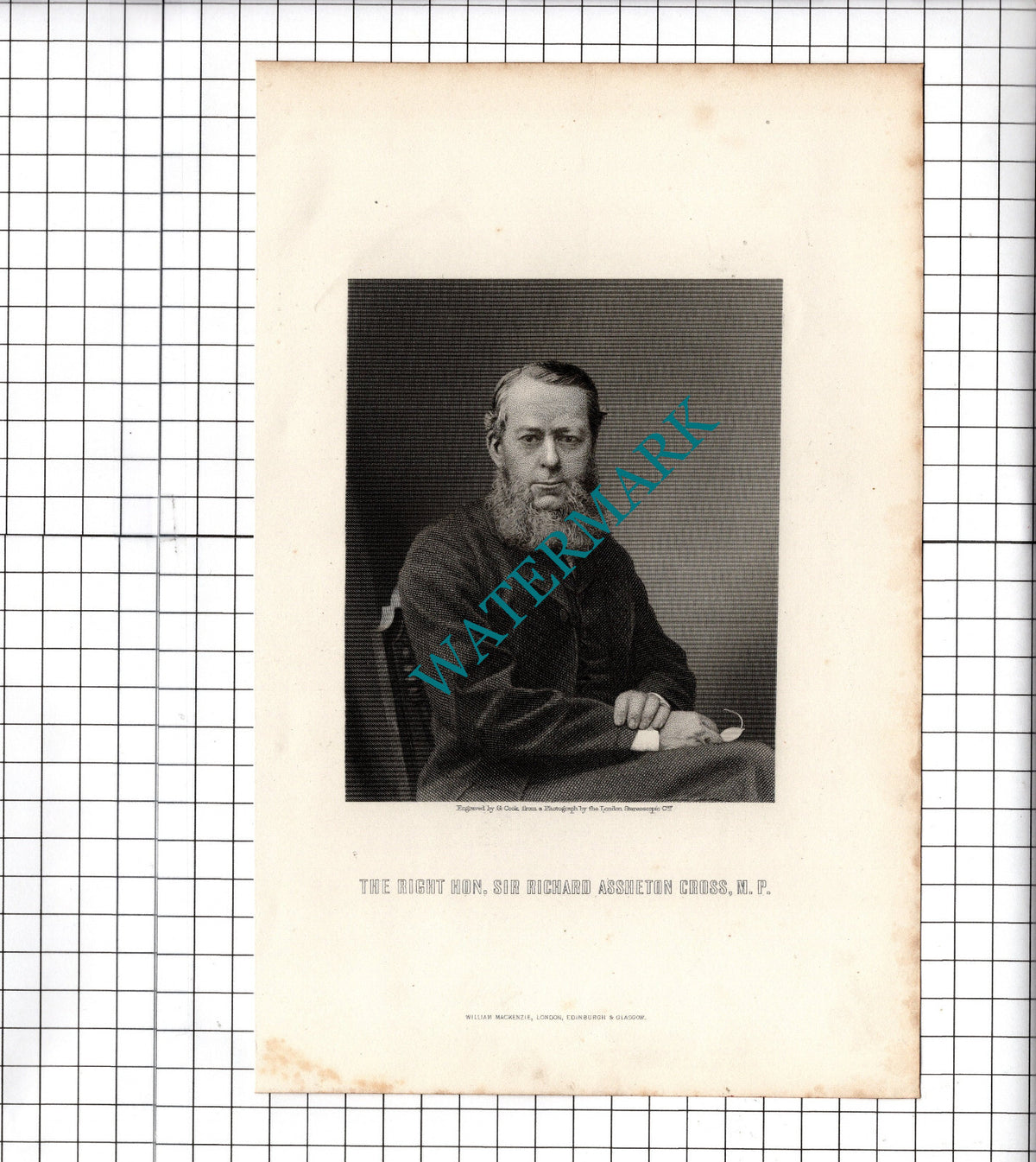 The Right Hon Sir Richard Assheton Cross MP - c.1881 Print