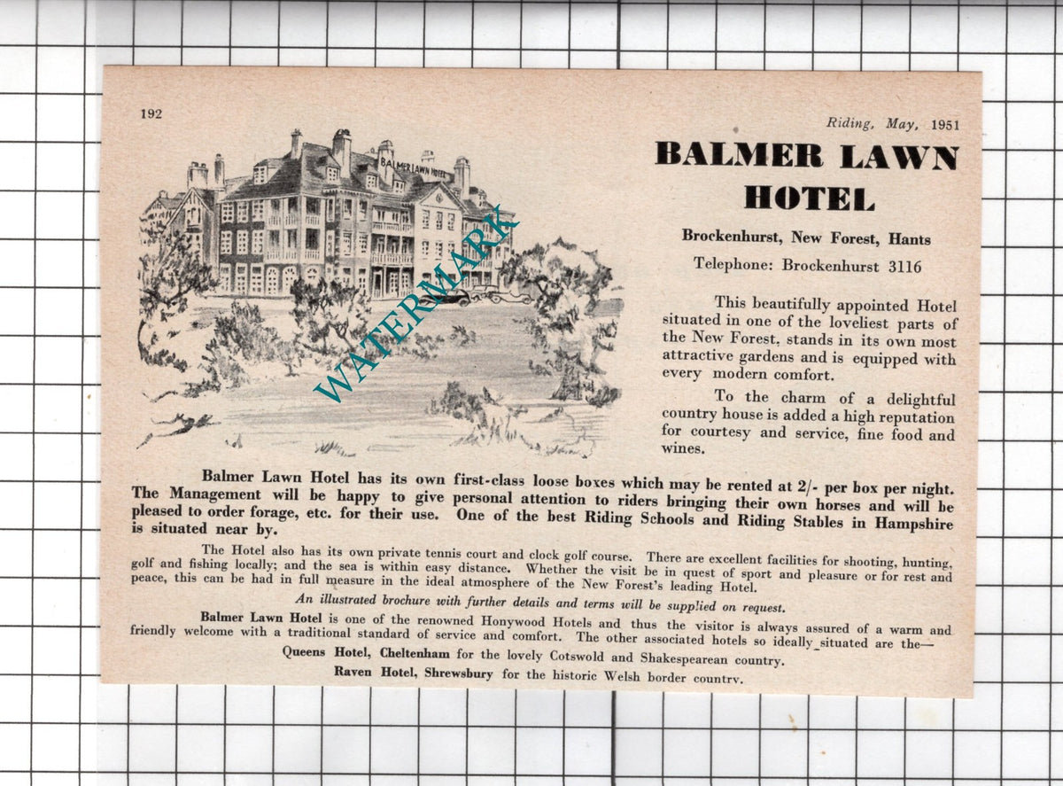 Balmer Lawn Hotel Brockenhurst New Forest Hampshire - 1951 Advert