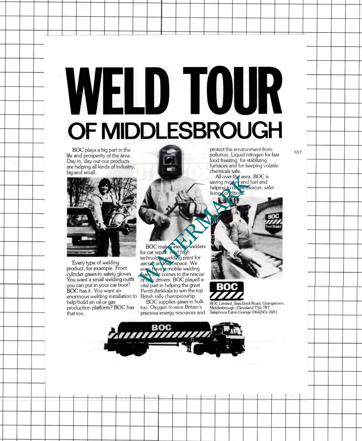 BOC Ltd Grangemouth Middlesbrough Advert - c.1980 Cutting / Print
