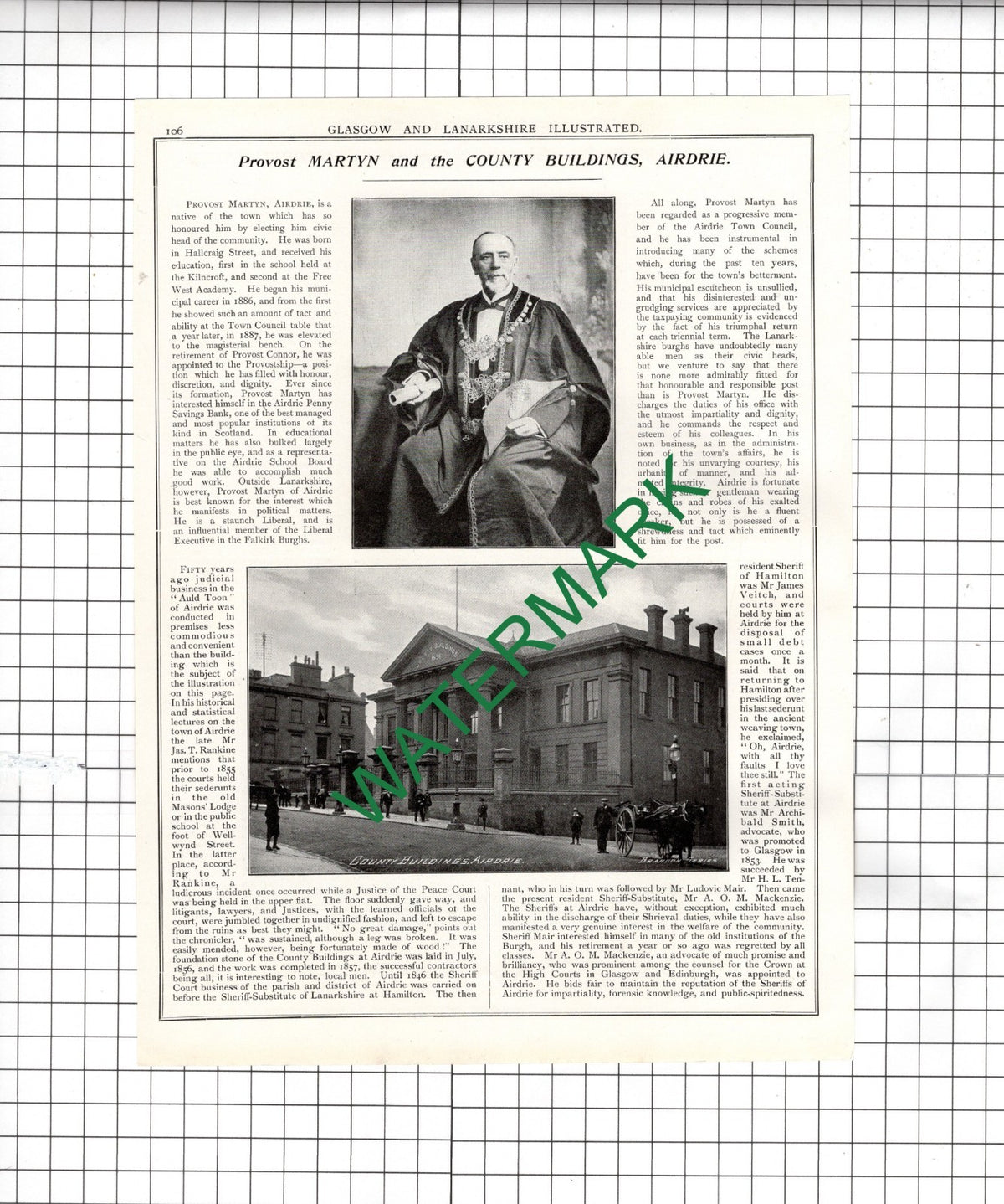 Mr John Wilson MP Airdrie House / Provost Martyn Airdrie - 1904 Article