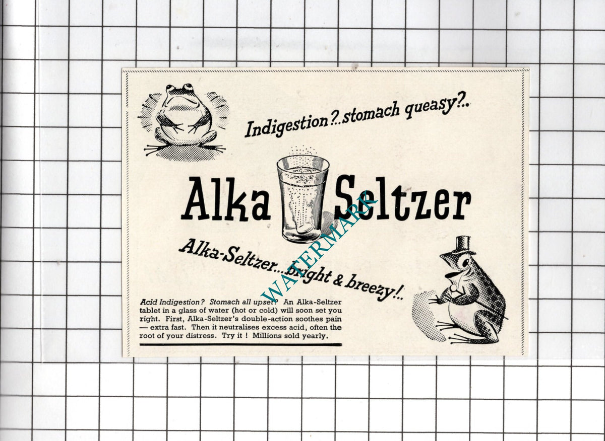 Alka Seltzer Advert Frog - 1950 Small Cutting
