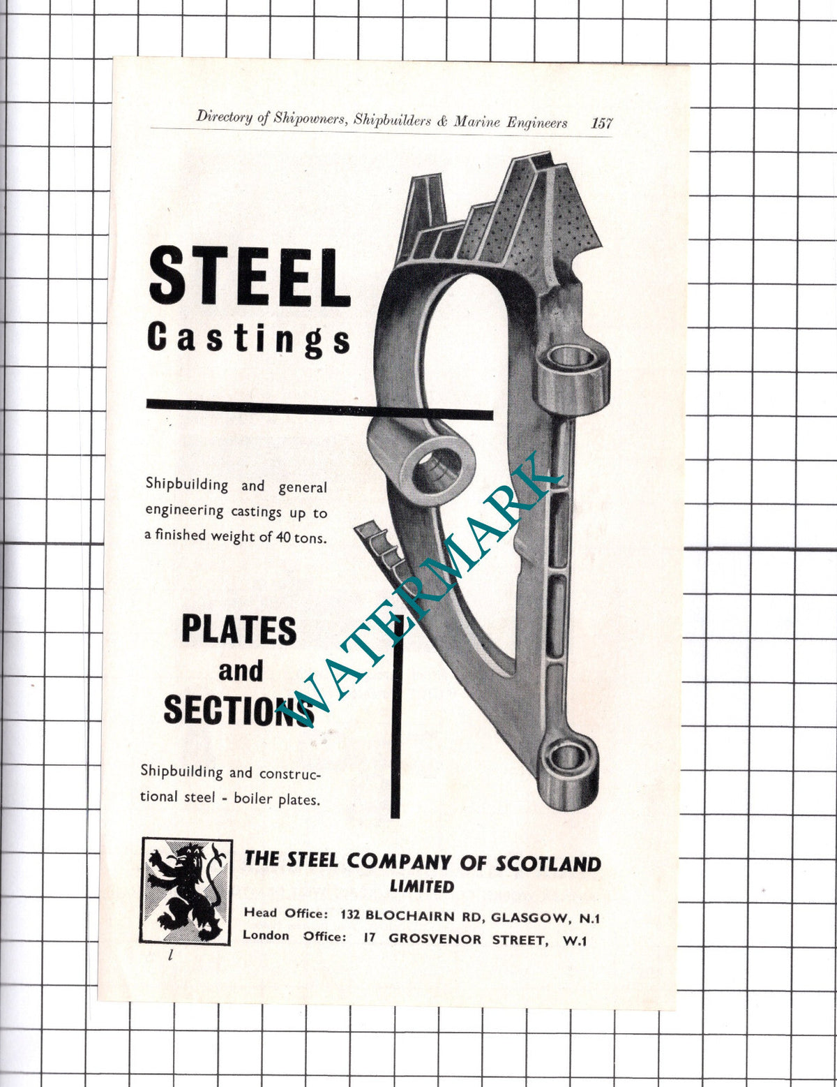 The Steel Company Of Scotland Ltd Glasgow ADVERT - c.1957