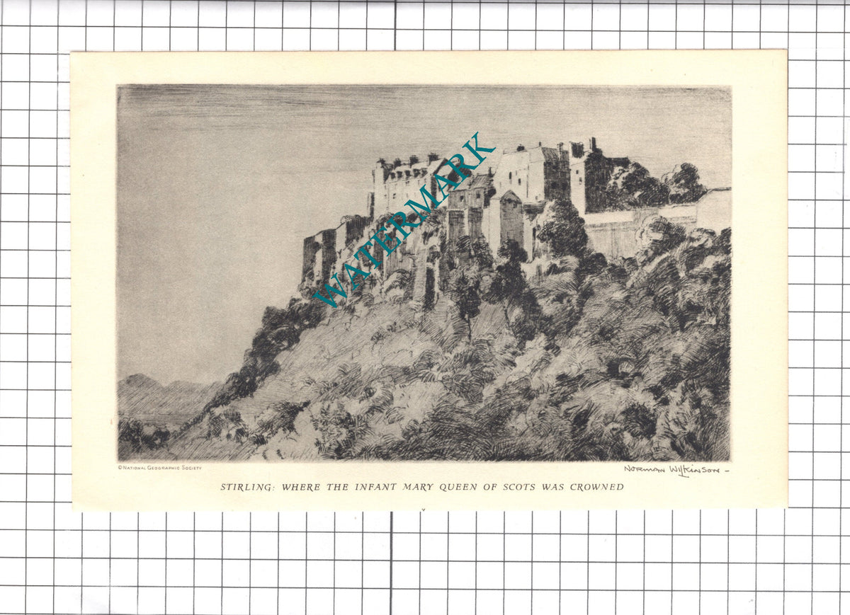 Stirling Castle / Arundel Castle Norman Wilkinson -1947 Clipping / Print