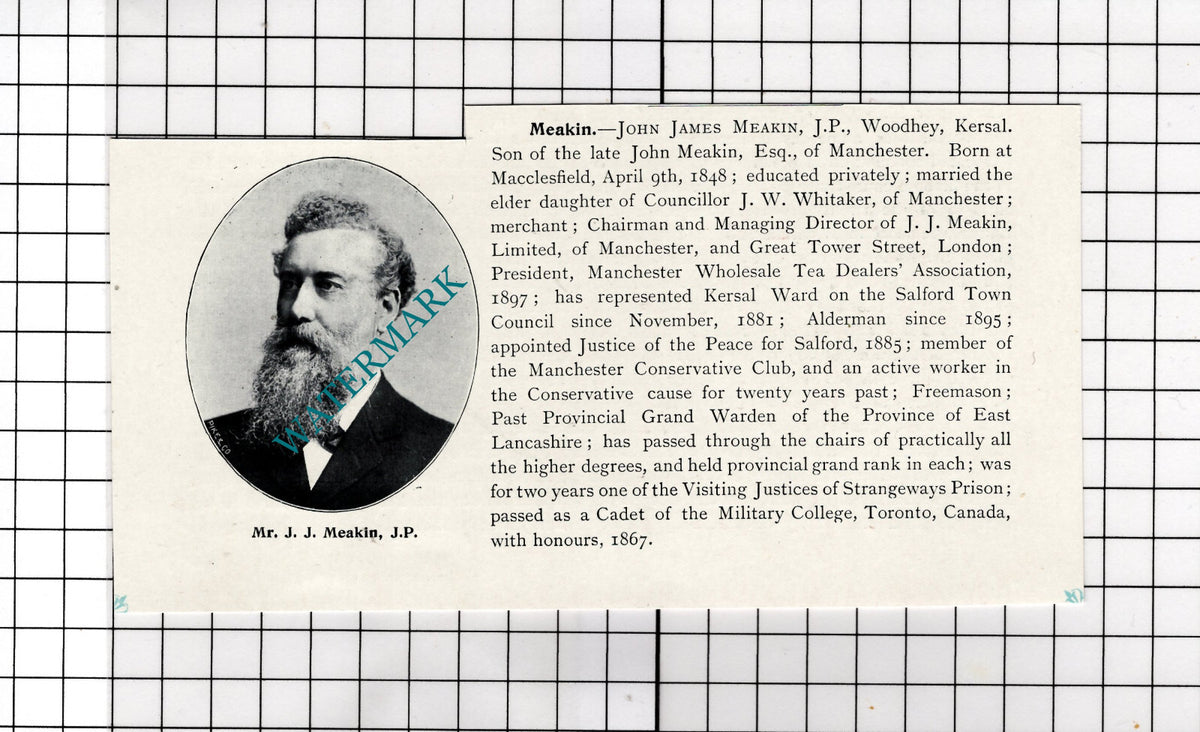 Mr John James Meakin Woodhey Kersal Manchester - c.1900 Cutting
