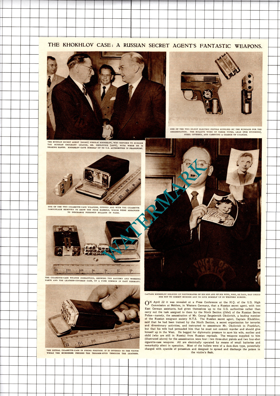 Nikolai Khokhlov Russian Secret Agent & Mr Okolovich - 1954 Cutting / Print
