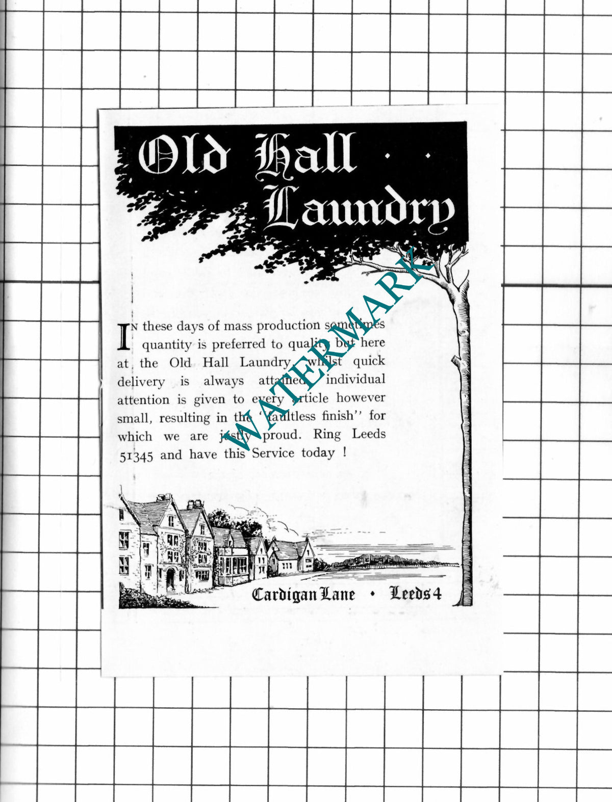 Old Hall Laundry Cardigan Lane Leeds Yorkshire SMALL Advert - 1949 Clipping
