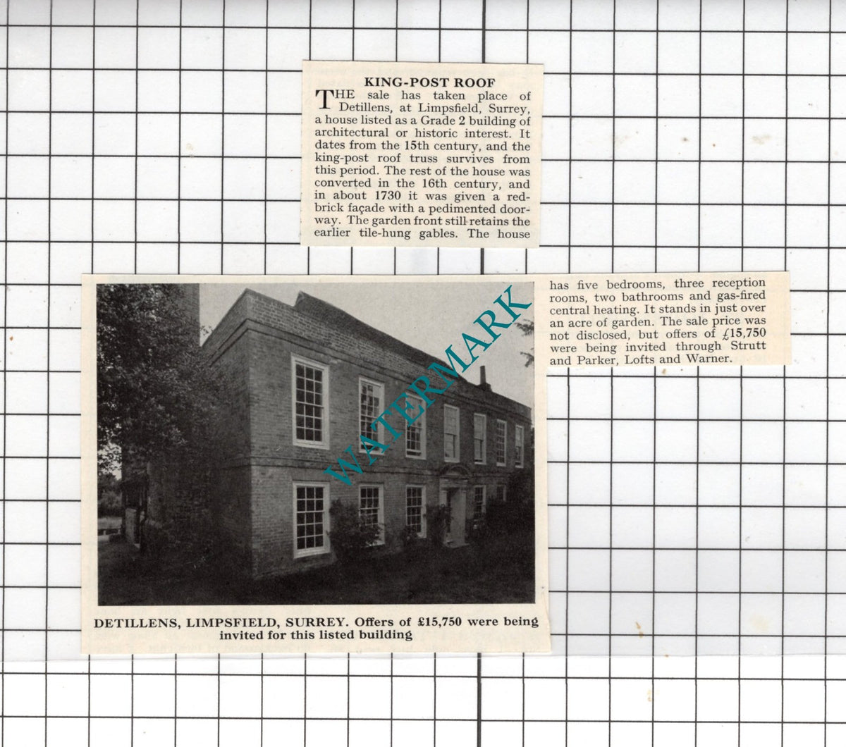 Detillens Limpsfield Surrey - Two-Part Small Clipping - 1967
