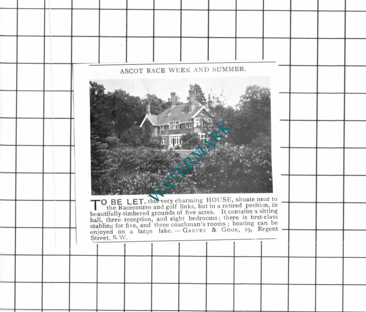 Ascot Berkshire House Advert - 1903 SMALL Clipping