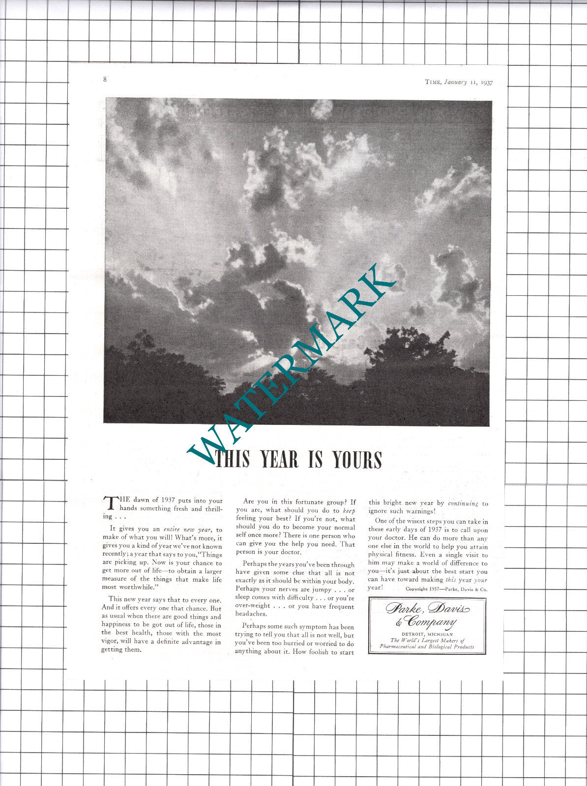 Liberty Mutual Insurance Company / Parke Davis Detroit Advert - 1937 Clipping