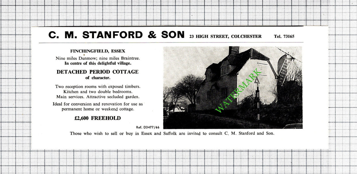 Finchingfield Essex House Sale Advert - 1964 Cutting