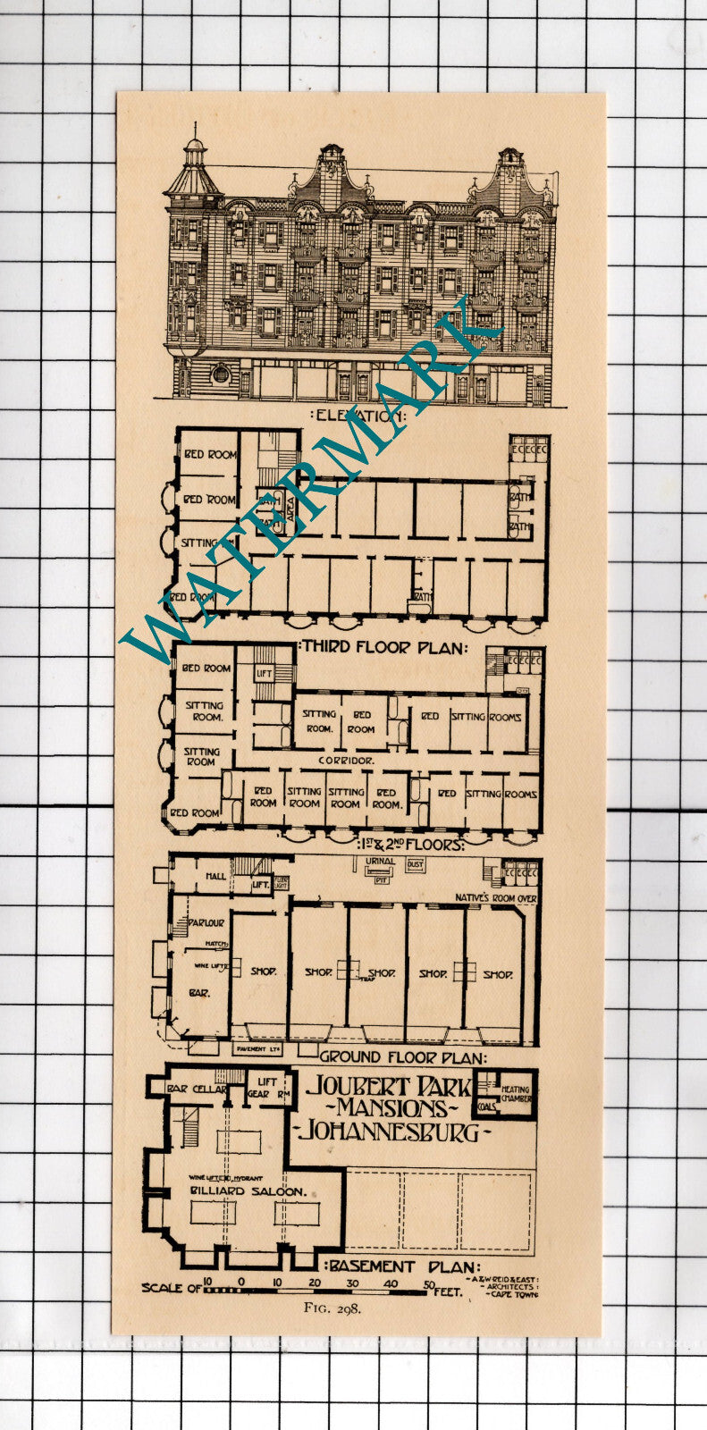 Joubert Park Mansions Johannesburg South Africa - c.1911 Cutting