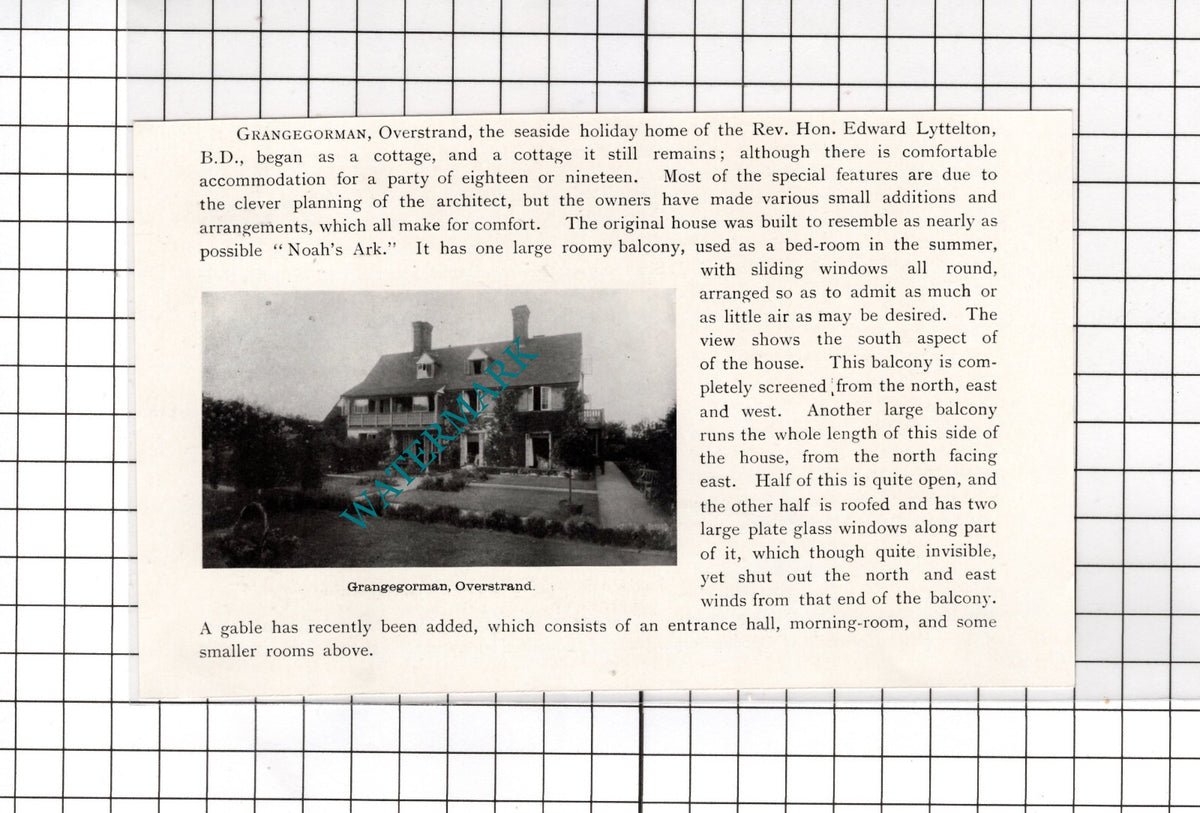 Grangegorman Overstrand Norfolk Rev Edward Lyttelton - 1911 Cutting