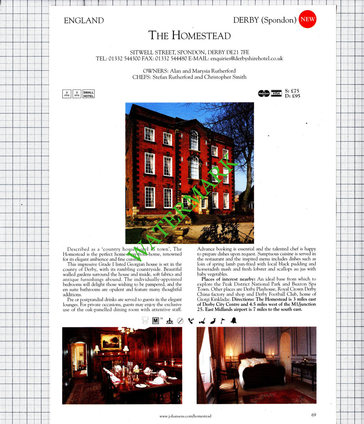 Chippenhall Hall Hotel Fressingfield / The Homestead Sponden Derby -2001 Cutting