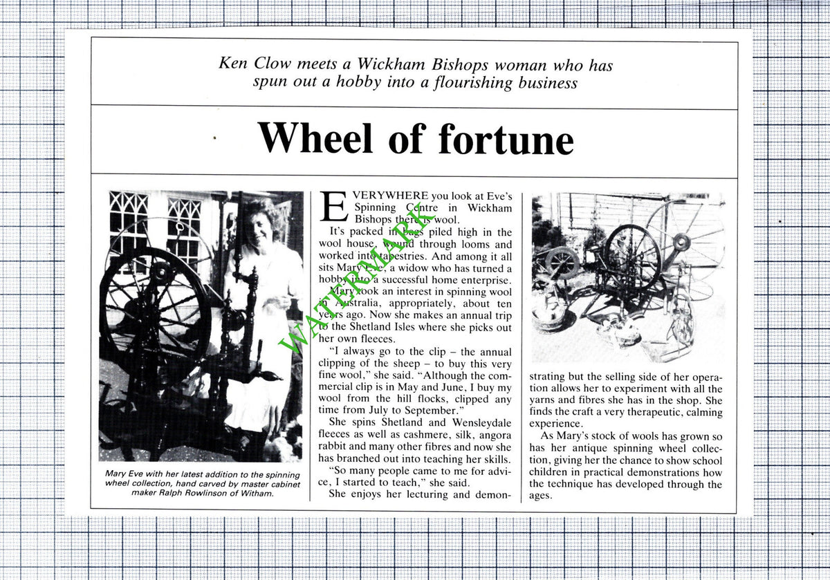 Mary Eve Wickham Bishops Essex - 1986 Cutting