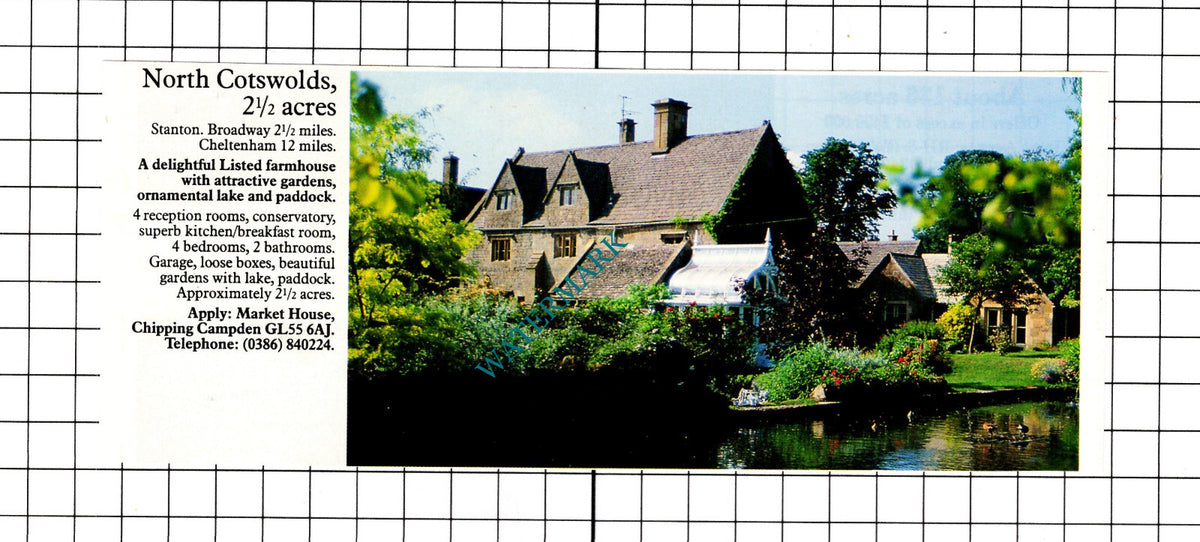 Stanton Gloucestershire House Sale Advert - 1991 Clipping / Print