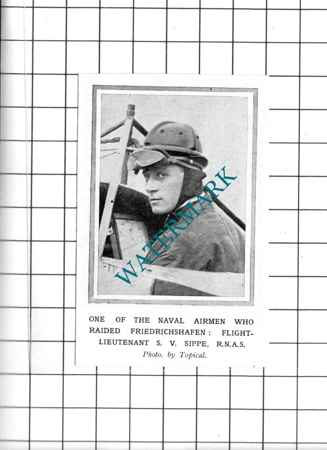 Flight Lt S V Sippe Friedrichshafen Great War WW1 - 1914 Small Clipping