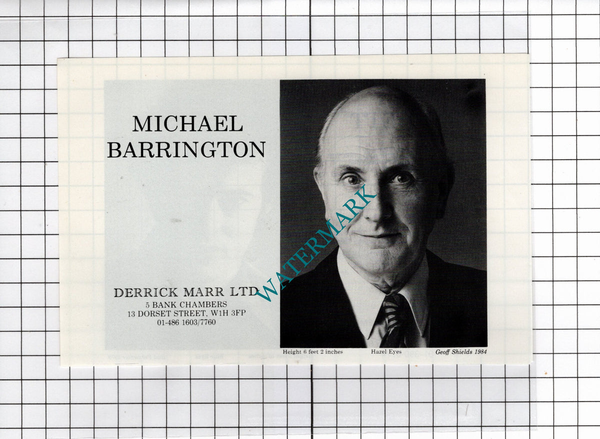 Sean Barrett Actor / Michael Barrington Actor - 1986 Advert