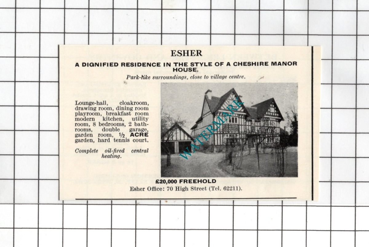 Esher Surrey Small House Sale Advert - 1967