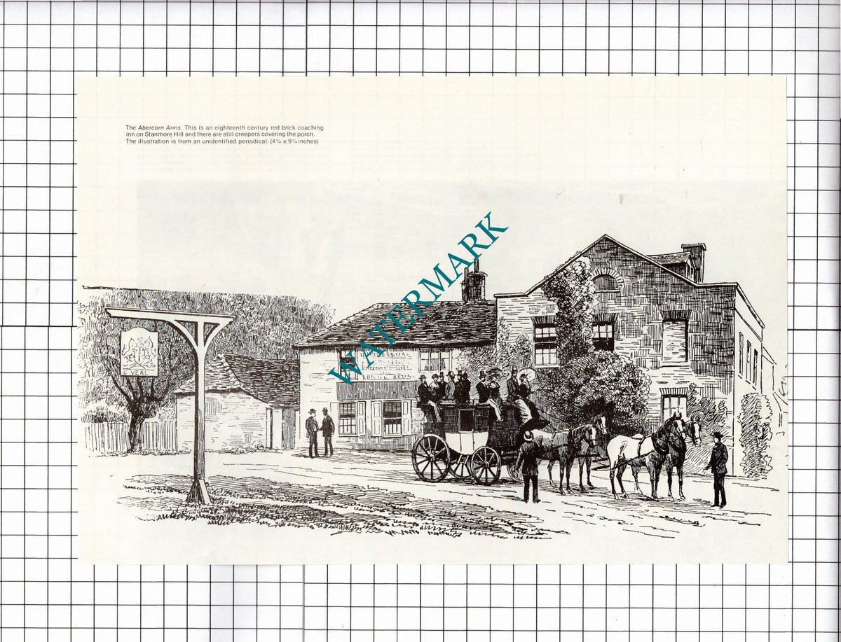 The Abercorn Arms Stanmore Hill Middlesex - 1980's Clipping / Illustration