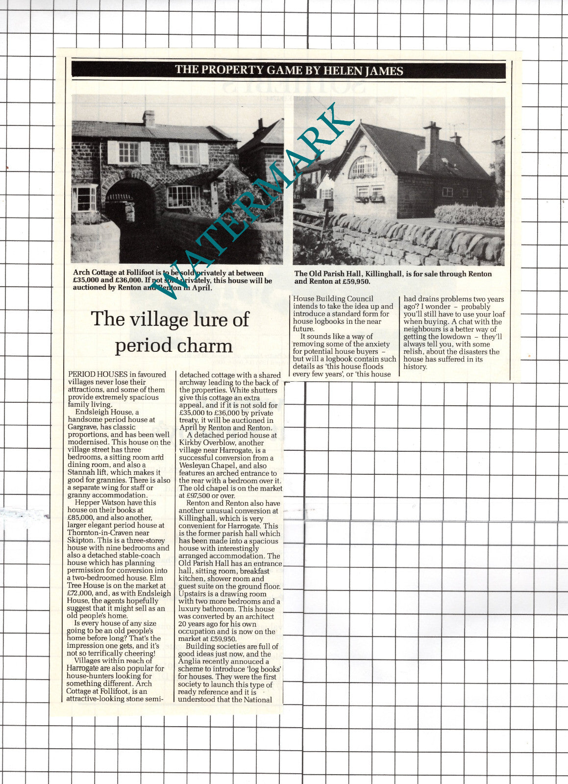 Arch Cottage Follifoot Yorkshire The Old Parish Hall Killinghall -1985 Clipping
